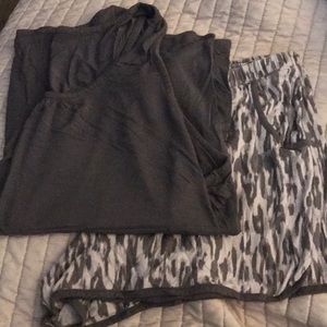 Pajamas leopard shorts with pockets/grey tank top